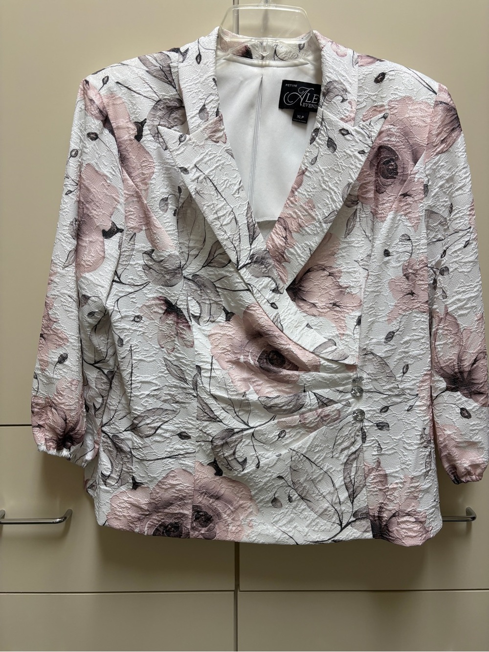 Alex Evening Dressy Jacket/Top. NWT. Sparkling Black, pink and white. PXL